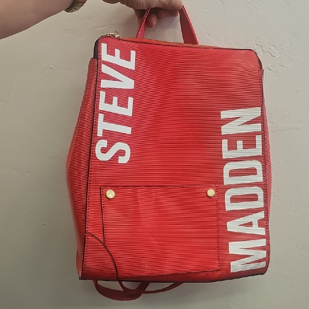 Steve Madden, Bold, Red, Unisex, Backpack, Streetwear, Casual, Festival, Travel